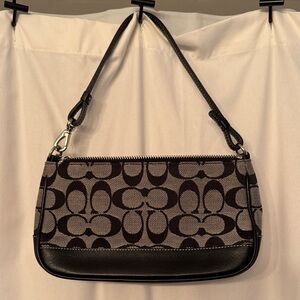 Coach Black and Gray Signature Shoulder Bag